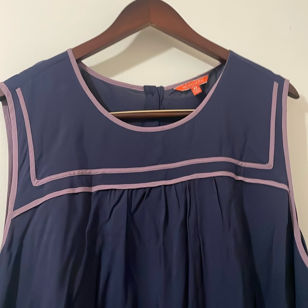 Modcloth Navy and Purple Trim Sleeveless Blouse Size 4 X - Picture 4 of 6